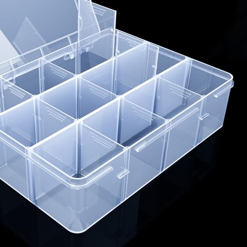 Plastic Organizer Box, 12 Grids Tackle Box Organizer Compartment - color: clear, size: Large 12 Grids