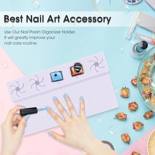 Nail Polish Holder, 2 in 1 Silicone Hand Rest Mat Set - Purple - color: Purple