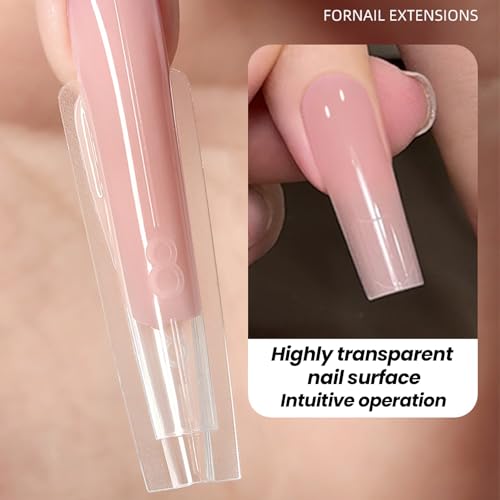 Sandwich Nail Dual Forms - 240Pcs | Almond Round Shape Nail Extension Kit with Alignment Guides | Reusable Mold for Builder Gel & Polygel (Long coffin shape) - color: Long coffin shape