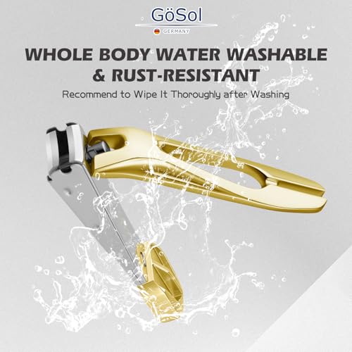 Nail Clippers Anti Splash Fingernail Cutter, Carbon Steel, Sharp Blades - color: Golden