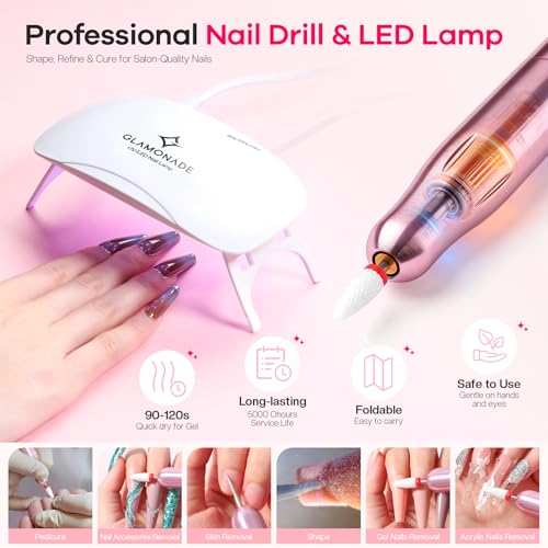 Glamonade Acrylic Nail Kit for Beginners: Prep to Finish Home Practice DIY - size: 600Pcs