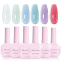 MelodySusie Jelly Gel Nail Polish Set 6PCS Milky or Jelly Texture 15ML - color: Pastel Sea Breeze 15ML