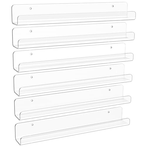 upsimples 6 Pcs 12" Clear Acrylic Shelves, Small Shelf for Wall Display