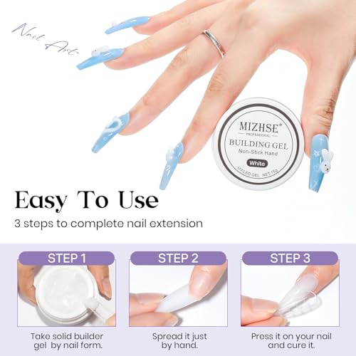 MIZHSE Solid Builder Gel, Non-Sticky White Sculpting Gel for Nails - color: 15g White