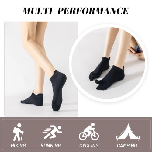 Toe Socks Women, Ankle Cotton Five Fingers Socks for Running - color: 5 Pairs Black