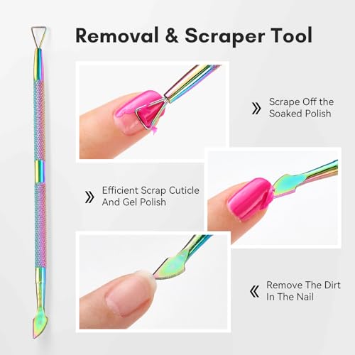 Makartt 3-Pack Rainbow Titanium Cuticle Nipper, Pusher Set - size: Rainbow Titanium-3pcs