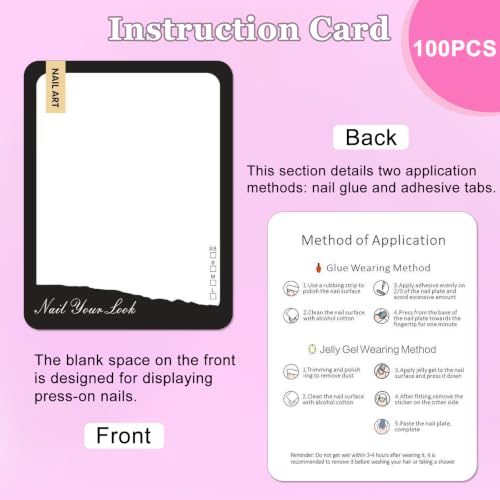 100PCS Laser Press on Nail Packaging Bags Empty Nail Storage Bags 100PCS Instructions Cards - color: Laser