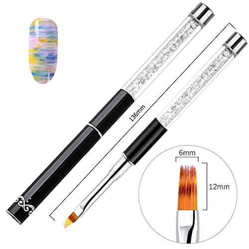 3Pcs Ombre Nail Brush Set Double-Head Sponge Pen Wooden Nail Gradient Brush with 4Pcs Replaceable Sponge Acrylic Nail Art Brushes Blending Manicure Design Tools - color: white, red