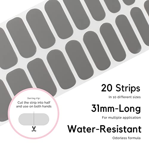 NAILOG Semi Cured Gel Nail Strips 20Pcs Grey Gel Nail Stickers - Kiss The Rain - color: Kiss the Rain