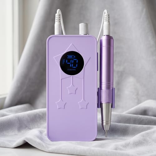 Corded Hollow Cup Nail Drill,40000RPM Quiet Professional E File - color: Purple