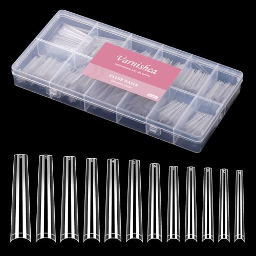 2XL Coffin Nail Tips, Long Half Cover Gel Tips 504 Pcs - size: Long trapezoid