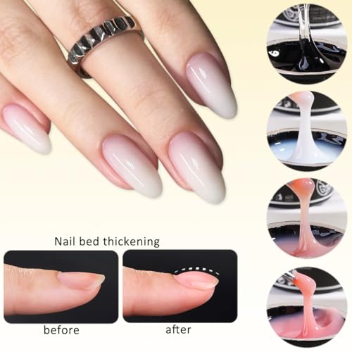 Fcozpjk Builder Gel for Nail Clear Milky White Nude Thickening Nail Gel Set - color: clear milky white nude pink