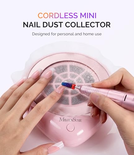 MelodySusie Cordless Mini Nail Dust Collector PProR for Mobile Techs Gel - color: Pink Cordless