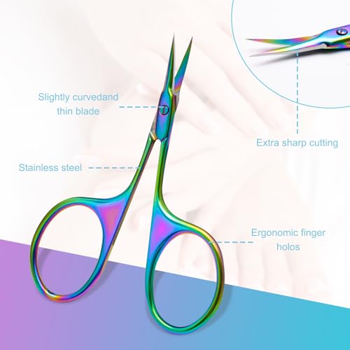 CGBE Cuticle Scissors, Extra Fine Curved Eyebrow Scissors, Multicolor - color: Multicolor