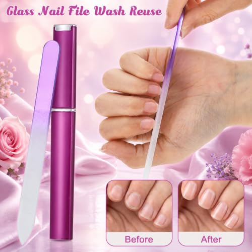 7 PCS Glass Nail File Kit Glass Files for Nails Etched