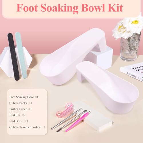 Toe Nail Soaking Bowl for Remover: Soak Off Gel Polish Nail Remover Kit - color: White