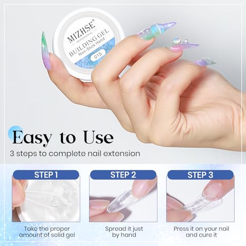 MIZHSE Non-Sticky Solid Builder Gel, Aurora Blue and Clear Sculpting Gel for Nails, Mermaid Pearl Building Carving Modeling Hard Extension 3D Nail Art Salon Home DIY - color: 15g Aurora Blue+Clear