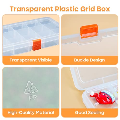 Moon Magpie 2PACK Extra Thick Bead Organizers, Mini Clear Plastic Storage Box Craft Containers for Nail jewelry rhinestones DIY Supply Case - size: 2P-MovableGrid