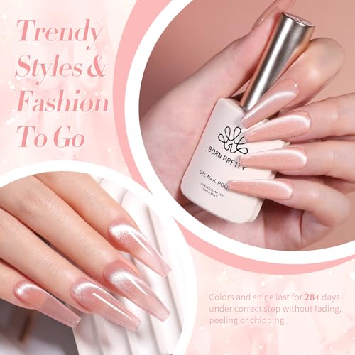 BORN PRETTY Pink Cat Magnetic Eye Gel Nail Polish Crystal Glass Gel Polish - color: light pink