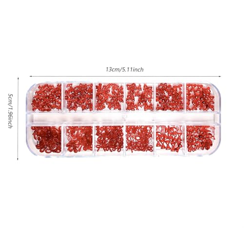 12Grid Bow Nail Charms 3D Red Bowknot Nail Art Rhinestone Design Nail Supplies Cute Nail Art Charms Mini Nail Bows Accessories for Women Manicure DIY Jewels Decoration - color: Rhinestone 02