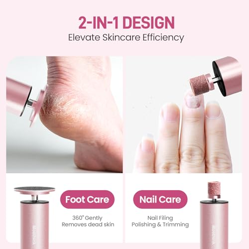 2-in-1 Electric Foot Callus Remover, Self Care Gifts for Women Mom Lover - color: Pink