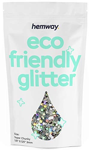 Hemway Biodegradable Glitter Silver Holographic 3.5oz Super Chunky - color: Silver Holographic, size: Super Chunky (1/8" 0.125" 3mm)
