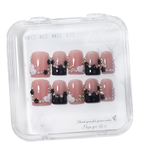 Handmade Short Square French Press On Nails | Reusable&Salon Quality-O905,L - color: O905, size: L
