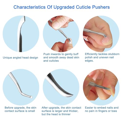 Premium Stainless Steel Manicure Tools 2-Piece Set, Upgraded Cuticle Pusher & Nail Lifter, Cuticle Trimmer & Gel Nail Polish Remove Tool, Home & Salon, For Women - size: Bevel Pusher