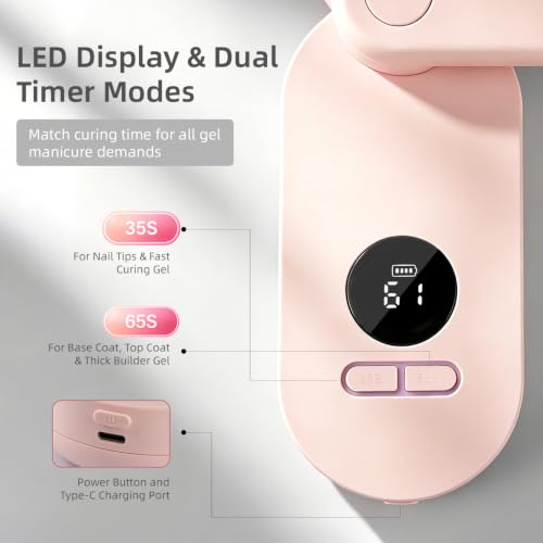 JODSONE Compact Cordless U V Light for Gel Nails Rechargeable Nail Lamp