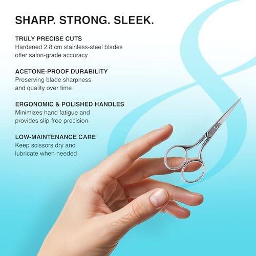 Cre8tion Stainless Steel Nail Scissors S01, Acetone-Proof Blades, 3.5" - size: 3.5 Inches