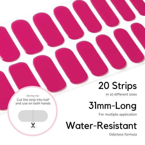 NAILOG Semi Cured Gel Nail Strips 20Pcs Magenta Gel Nail Stickers - Flair - color: Flair