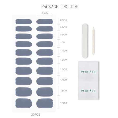 JMEOWIO Semi Cured Gel Strips Nail Art Sticker Wrap Grey Blue - color: Grey Blue