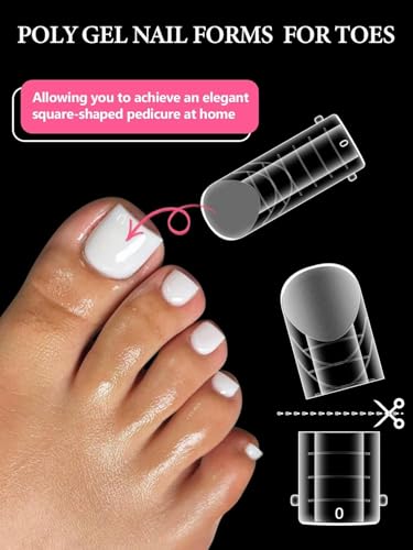 EBANKU 120Pcs Poly Gel Nail Forms for Toes, Long Square Dual Forms - color: 120P Long Square Toenail