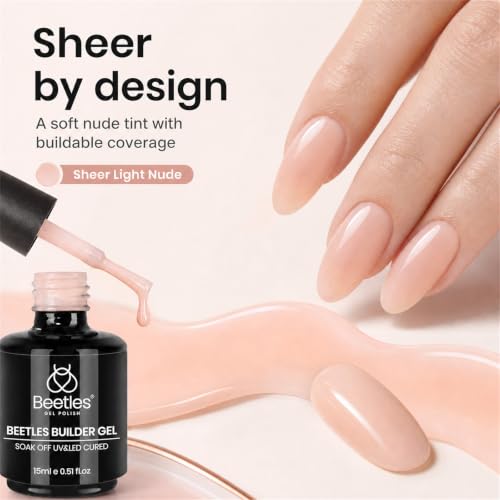 Beetles Builder Gel for Nails,8 in 1 Jelly Nude Color - color: B - Sheer Light Nude
