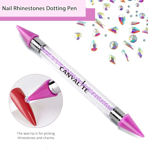 Canvalite 12 Types of 600Pcs Crystal Nail Charms & 5710Pcs Rhinestones for Nails Diamonds for DIY Crafts Flat Back Resin Rhinestones Transparent AB Gemstones Set with Drill Pen & Tweezer - color: Transparent AB, size: Large Pack