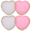 4 Pack Nail Art Palette, Resin Polish Color Design Makeup Mixing Plate, Heart Shape Mini Paint Palette for Nails - White, Pink