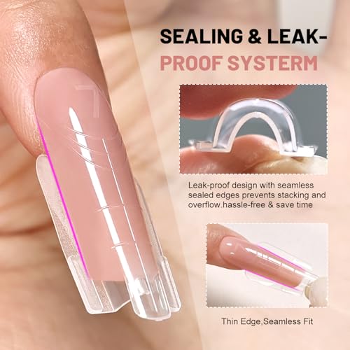 JEWHITENY 280 PCS Sandwich Nails Dual Forms:short square Reusable Nail Forms with Guide Lines,14 Sizes Nail Mold for Nails Extension,Salon & Home DIY Nail Art Tools - color: short square-SMZ-04