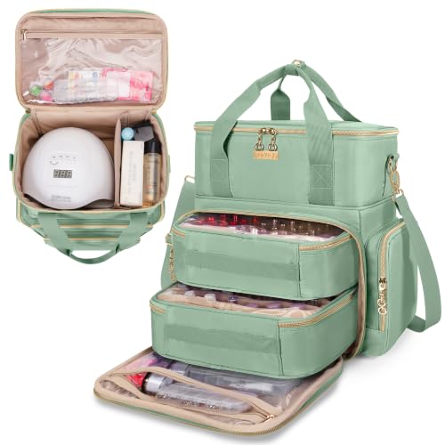 BAFASO 2 Layer Nail Polish Organizer Holds 70 Bottles and Nail Dryer, Green - color: Green