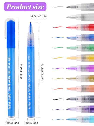 12 Color Nail Art Pens Kalolary Nail Art Marker Point Graffiti Dotting Pen - color: C
