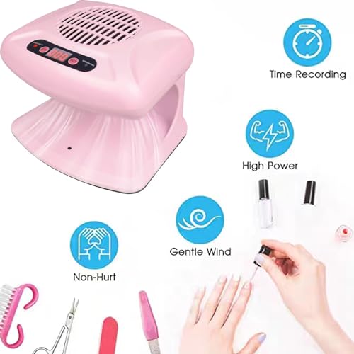 Nail Dryer for Regular Polish 300W 2 in 1 Nail Drying Fan with Auto Sensor Hot and Cold Air Professional Nail Dryer for Manicure Salon and Daily Home Use (Pink) - color: Pink