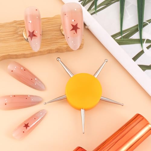 Nail Dotting Tool, 5-in-1 Metal Dotting Tool Nail Art, Circular Nail Design Dotting Pen, Ergonomic Dotting Disc for Manicure Embossing, Tracing, Painting - Yellow, 1pcs - color: Yellow, 1pcs, 5-in-1