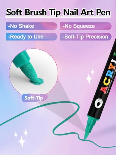 Kalolary 24 Color Nail Art Markers Set 3D Nail Art Pens Point Nail - color: 24 Color_B