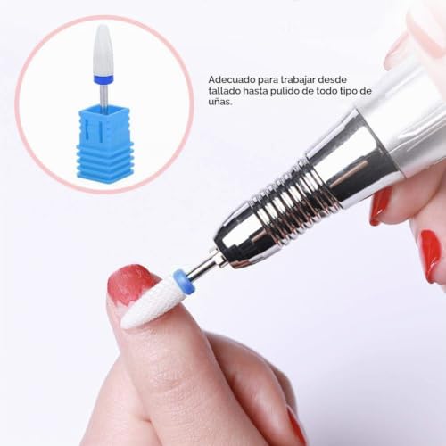 Ceramic Nail Drill Bit Corn-Head-Shape Professional Grinding Head for Nail Polishing(Blue) - color: Blue