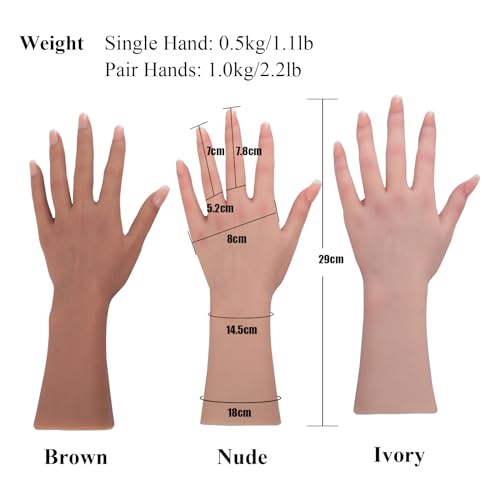 Silicone Realistic Female Hand Acrylic Nails Pratice Training For Nail Art Showing Jewelry Life Size Female Model Flexible Bendable (Pair Hand-Without Skeleton, Nude) - color: Nude, size: Pair Hand-Without Skeleton
