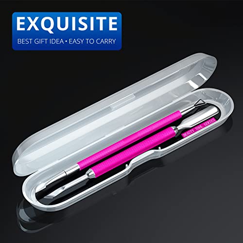 2PCS Rose Pink Cuticle Pusher Tool and Scraper Nail Pusher - color: Rose Pink