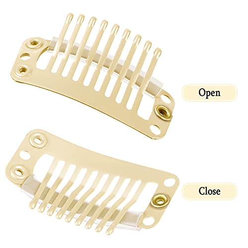 WILLBOND 30 Pcs Wig Clips Hair Extensions, 9-Teeth 32 Mm, Beige - color: Beige