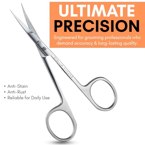 Cuticle Scissors – Extra Fine Curved Stainless Steel Blades for Precise Cuticle, Eyebrow & Nail Trimming – Professional Manicure & Pedicure Scissors for Women & Men (SS-CSS-07) - color: Ss-css-07