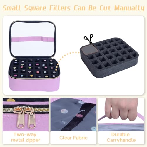 Small Clear Nail Polish Case Holds 30 bottles(15ml-0.5fl.oz) Nail Polish Organizer Multifunctional Nail Polish Bag organizer, Cosmetic Travel Makeup Cases for Women, Pink - color: Pink 30B, size: 1Pcs-30 bottles