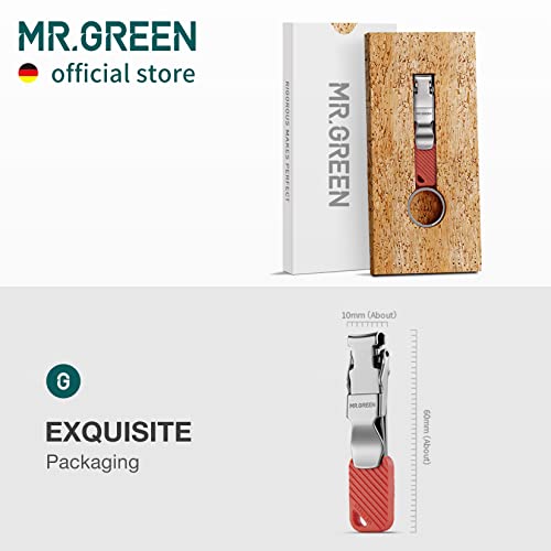 MR.GREEN Compact Nail Clippers Foldable Nail Cutters Manicure Tools Portable Fingernail Clipper with Key Chain Nail Scissors (Red)