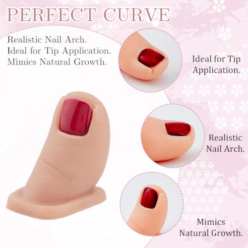 SUPERFINDINGS 2 Sets 2 Colors Nail Art Practice Toenail 4PCS Silicone Practice Toes with 200PCS Plastic Toenail Tips for Nail Art Training Flexible Mannequin Feet Finger Model for Enhanced Nails Skill
